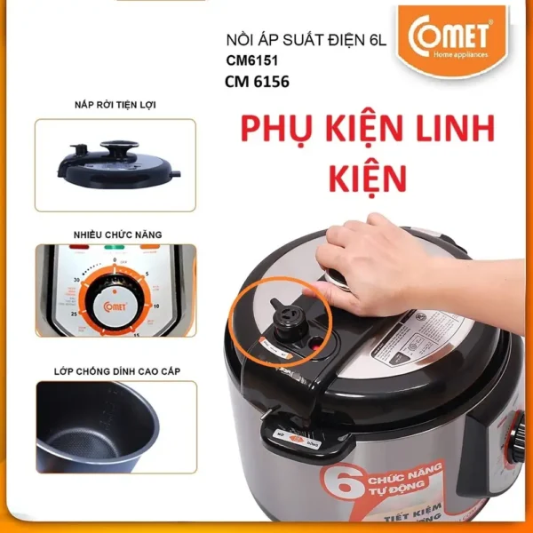 Phụ kiện nồi áp suất Comet CM6156 CM6151 6 lít